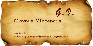 Glovnya Vincencia névjegykártya
